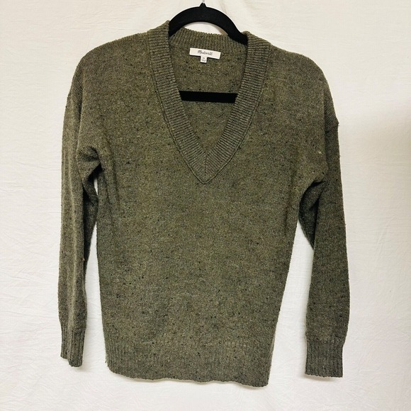 Madewell Sweaters - Madewell Wool Long Sleeve Pull Over Sweater Size XS Grey Ribbed V-neck Soft Warm